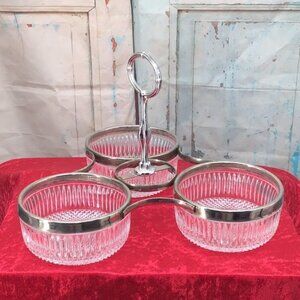 Vintage Crystal & Silver-Plated Serving Dish Set
